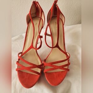 Pelle Moda Faux suede red heels size 9.5